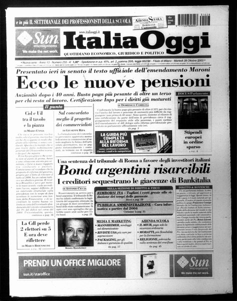 Italia oggi : quotidiano di economia finanza e politica